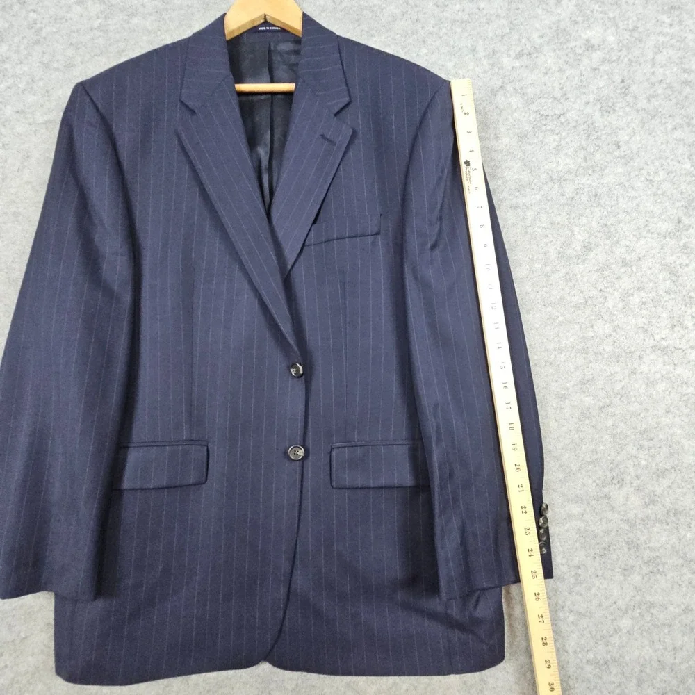Chaps Ralph Lauren Men's Navy Blue Pinstripe Wool/Cashmere Blazer Size 44R FLAWS